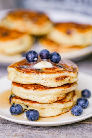 Fluffy Greek Yogurt Blueberry Pancakes - The Baking ChocolaTess