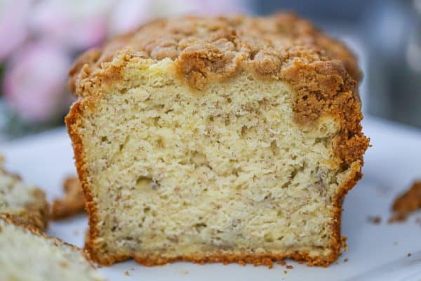 Banana Cream Cheese Bread with Peanut Butter Streusel