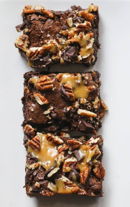 Turtle Caramel Stuffed Brownies - The Baking Chocolatess