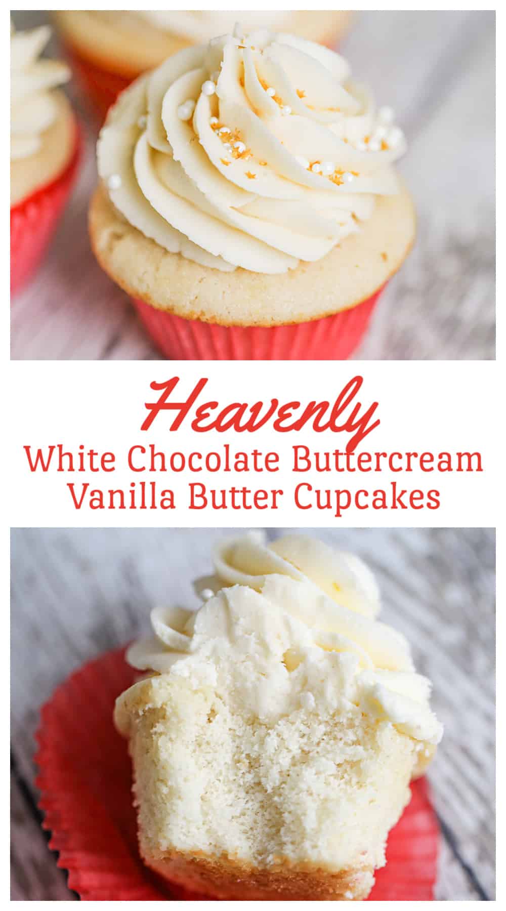 White Chocolate Buttercream Frosted Cupcakes - The Baking ChocolaTess