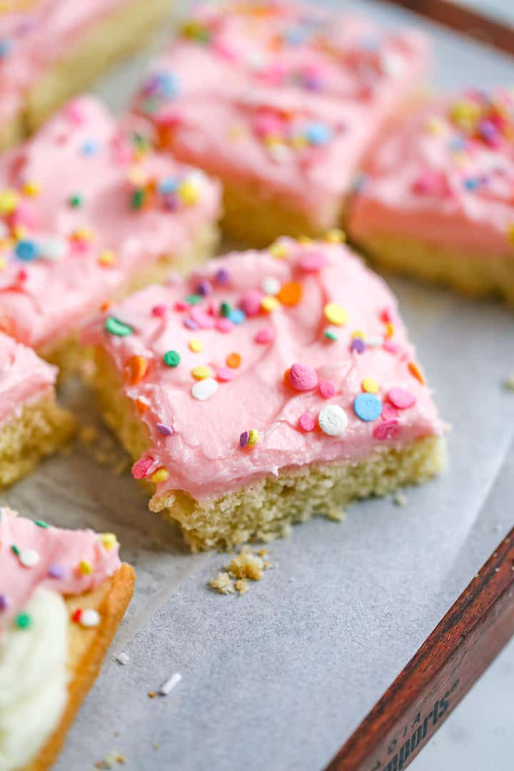 Frosted Soft Sugar Cookie Bars - The Baking ChocolaTess