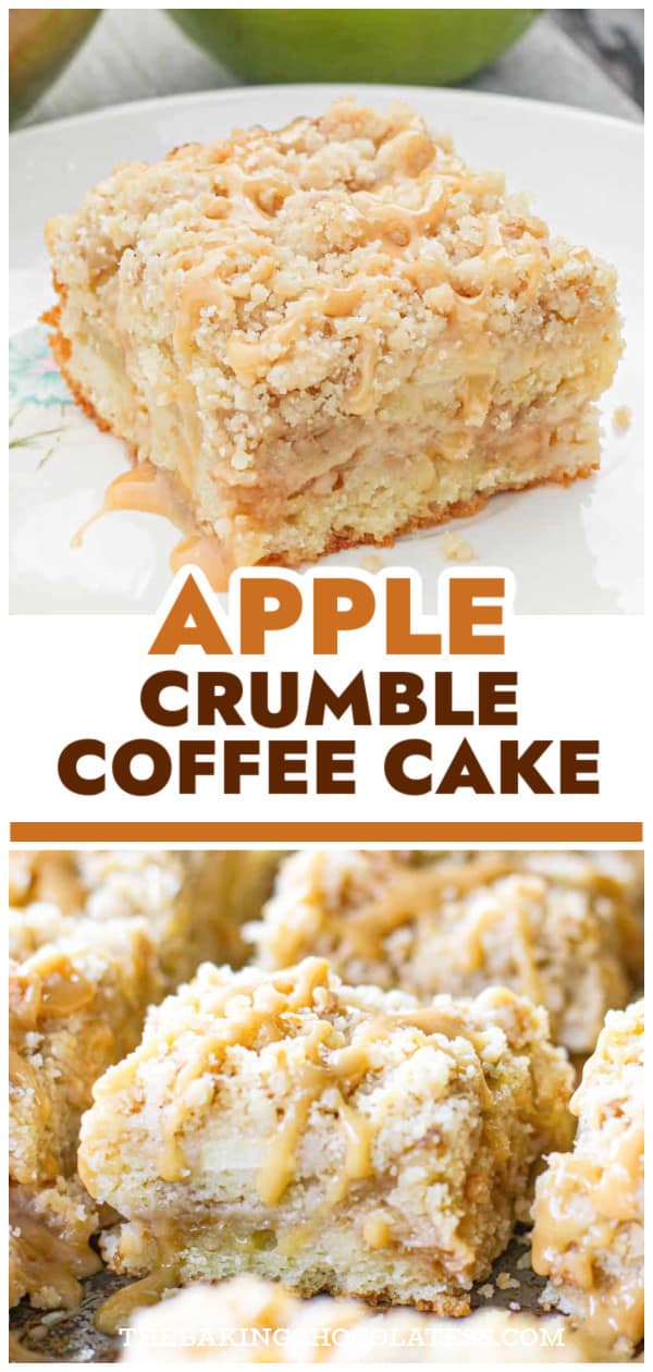 Caramel Glazed Apple Crumble Coffee Cake - The Baking ChocolaTess