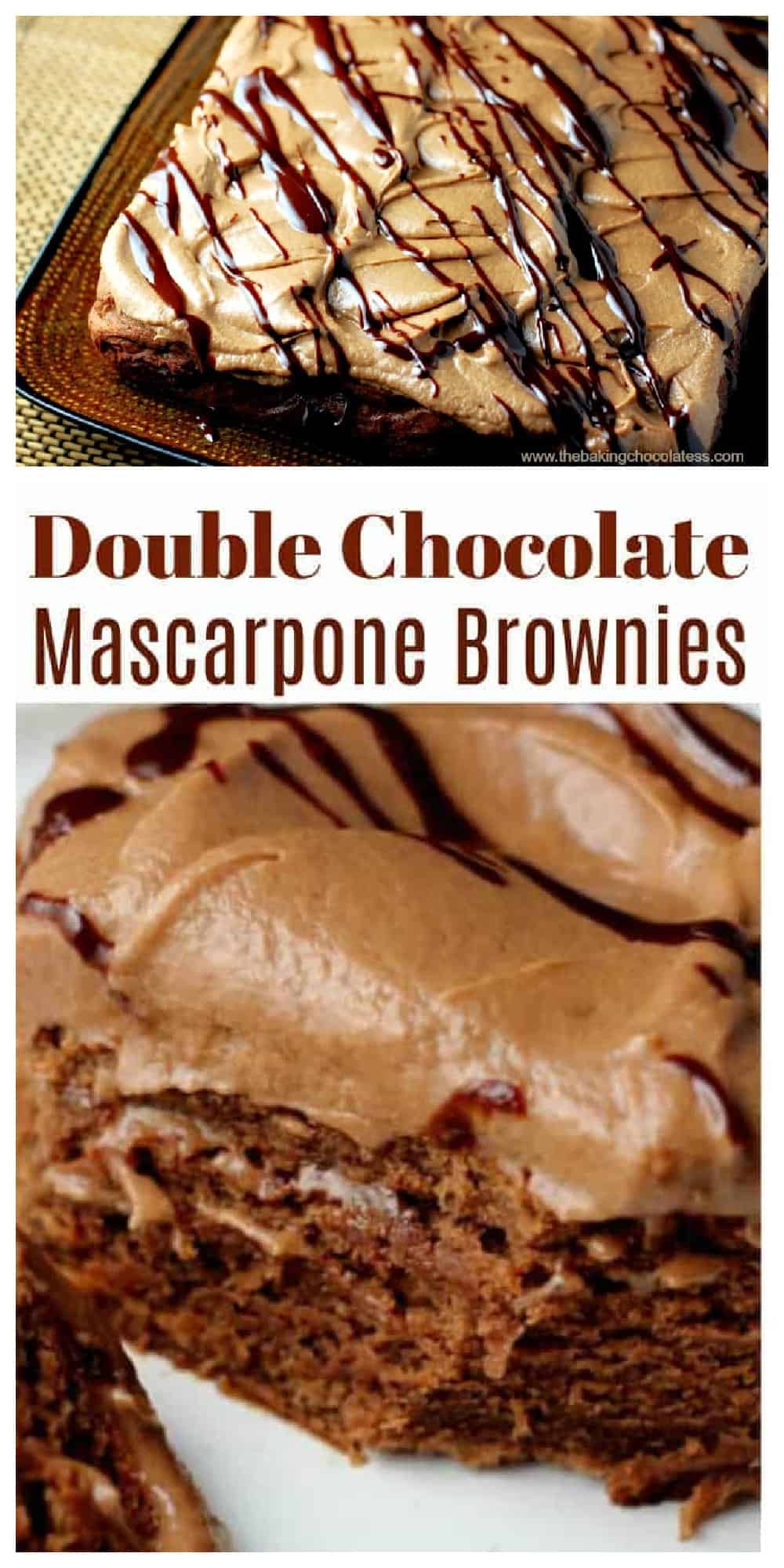 Double Chocolate Mascarpone Brownies - The Baking ChocolaTess