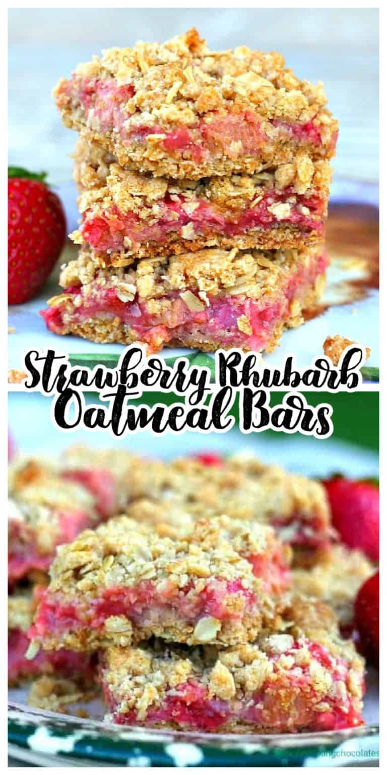 Strawberry Rhubarb Oatmeal Bars - The Baking ChocolaTess