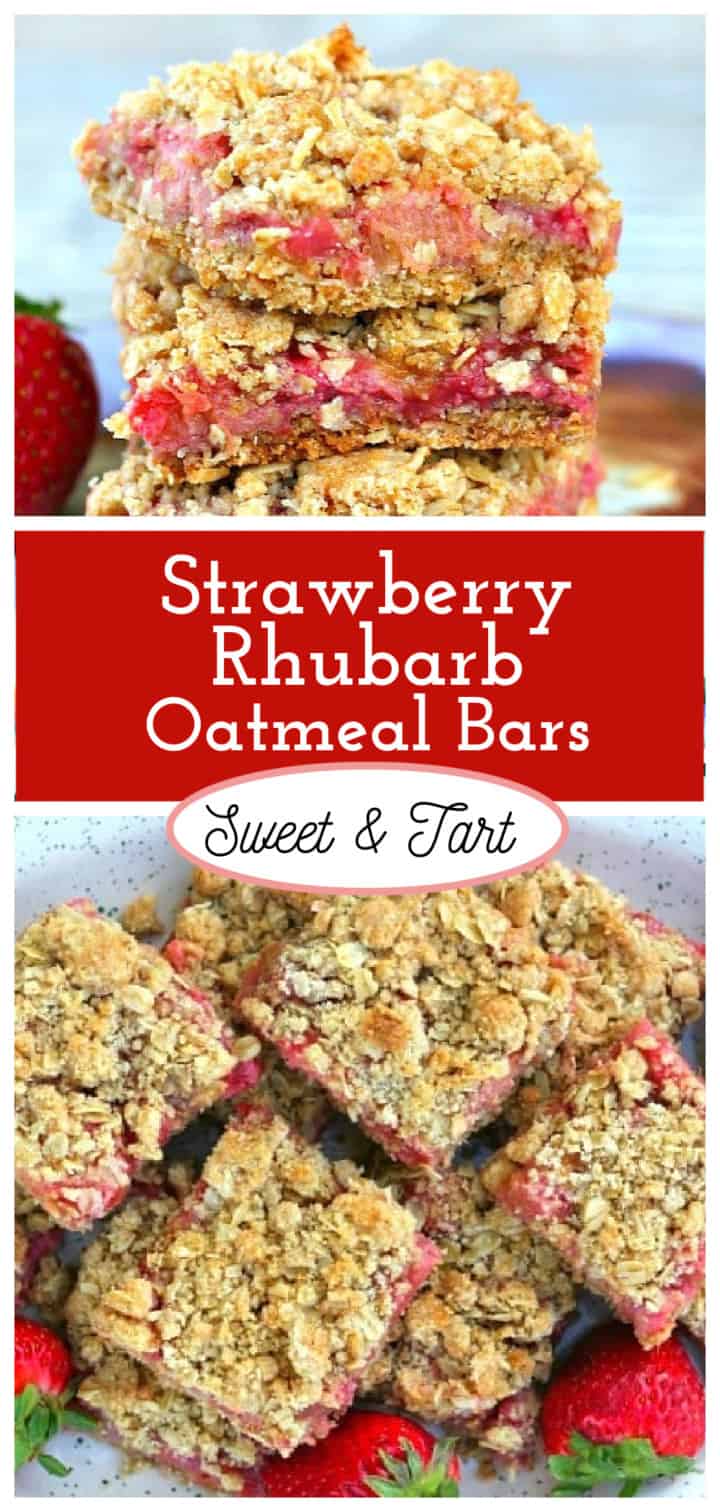 Strawberry Rhubarb Oatmeal Bars - The Baking ChocolaTess