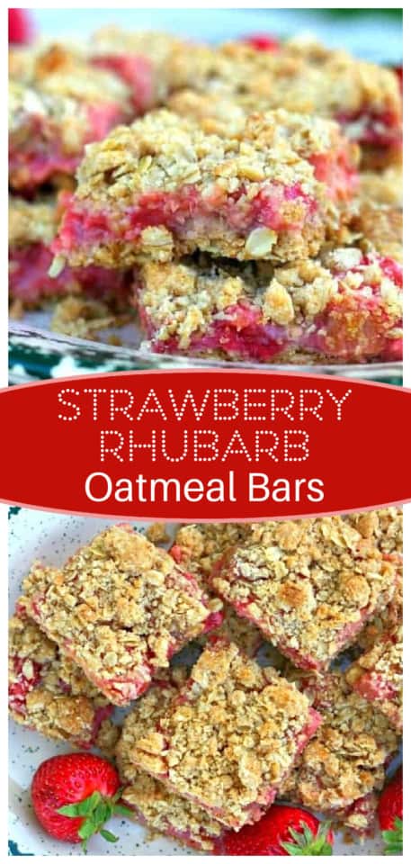 Strawberry Rhubarb Oatmeal Bars - The Baking ChocolaTess