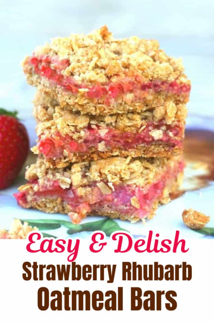 Strawberry Rhubarb Oatmeal Bars - The Baking ChocolaTess