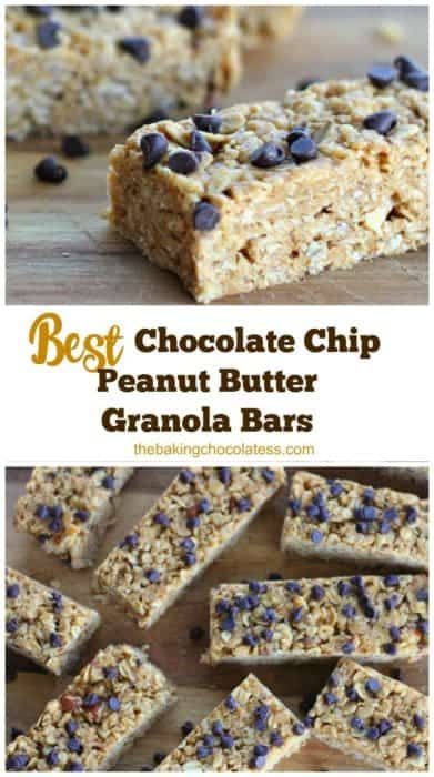 Chocolate Chip Peanut Butter Granola Bars - The Baking ChocolaTess