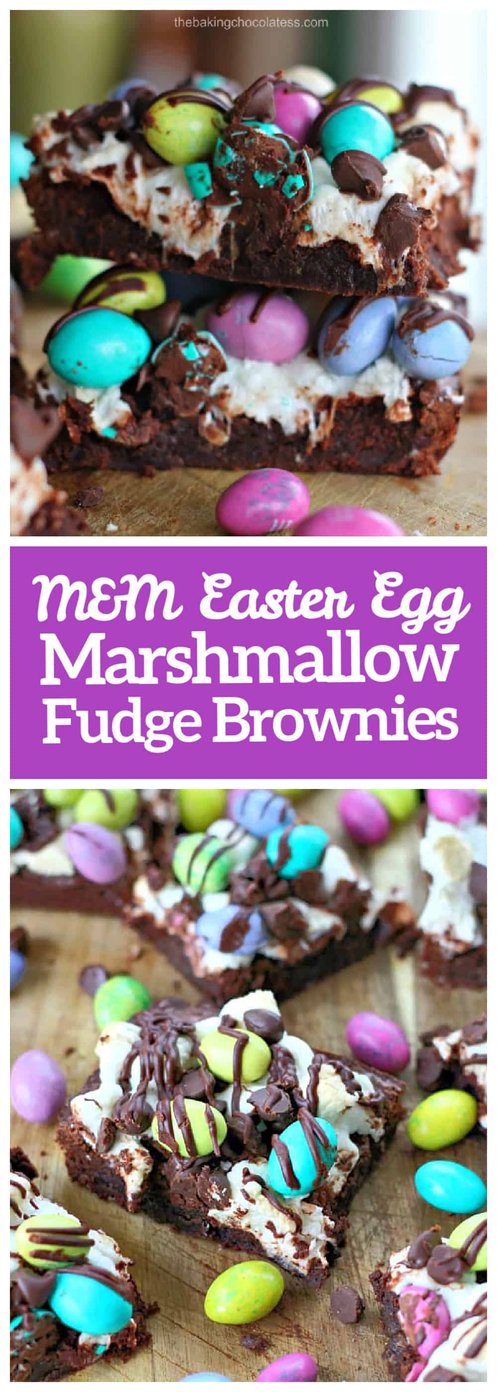 M&M Easter Egg Marshmallow Fudge Brownies - The Baking ChocolaTess