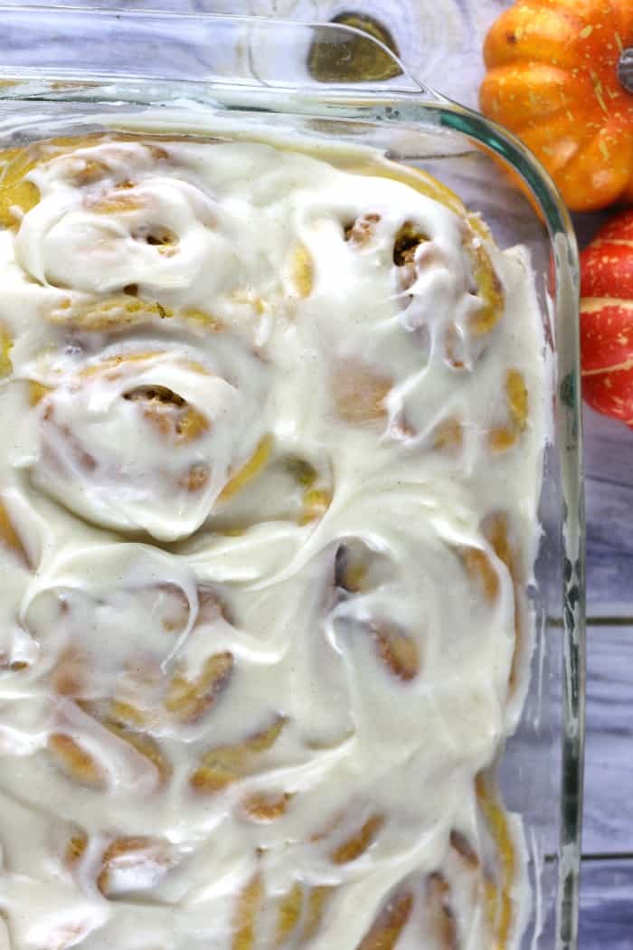 Cinnamon Pumpkin Rolls with Cream Cheese Frosting