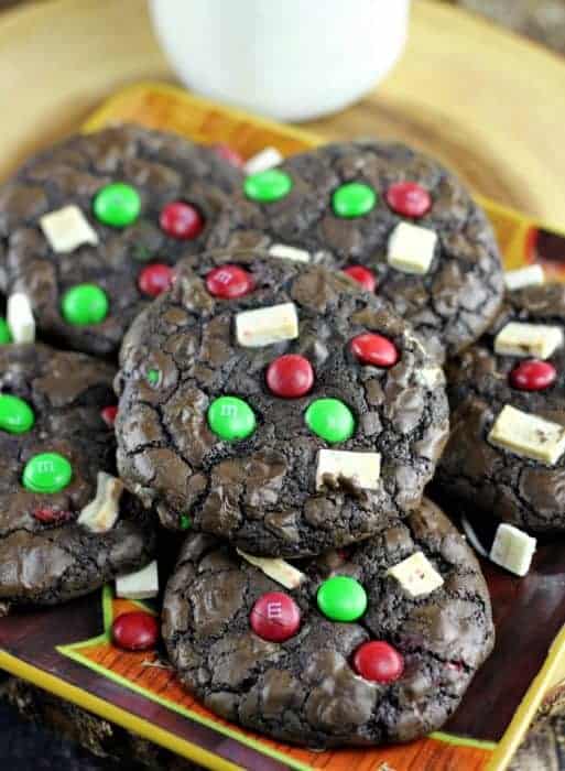 Christmas Peppermint M&m Fudge Cookies - The Baking Chocolatess