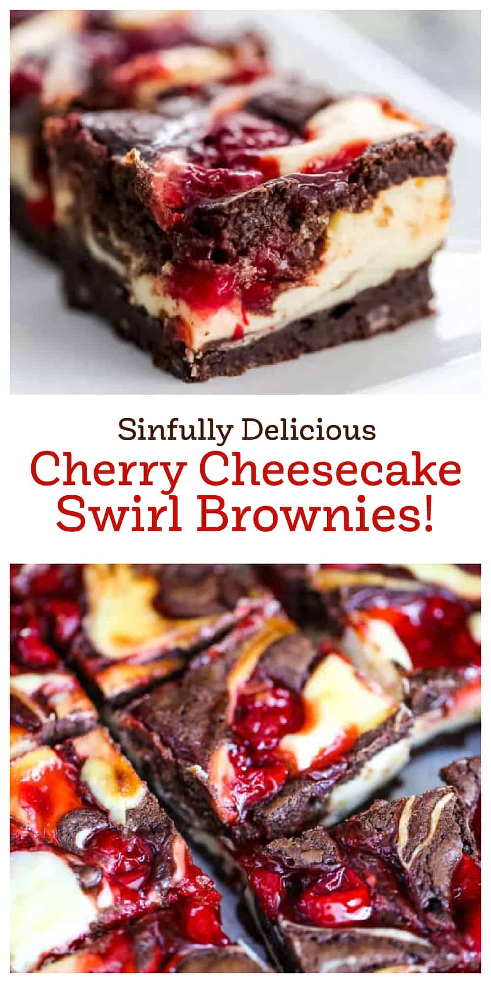 Cherry Cheesecake Swirl Brownies - The Baking ChocolaTess