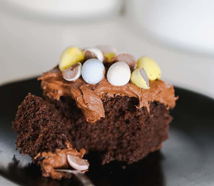 Chocolate Candy Egg Fudge Cake