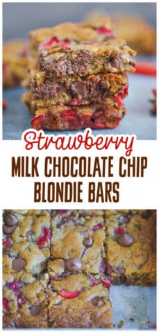 Strawberry Milk Chocolate Chip Blondie Bars