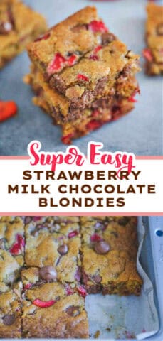 Strawberry Milk Chocolate Chip Blondie Bars