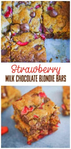 Strawberry Milk Chocolate Chip Blondie Bars