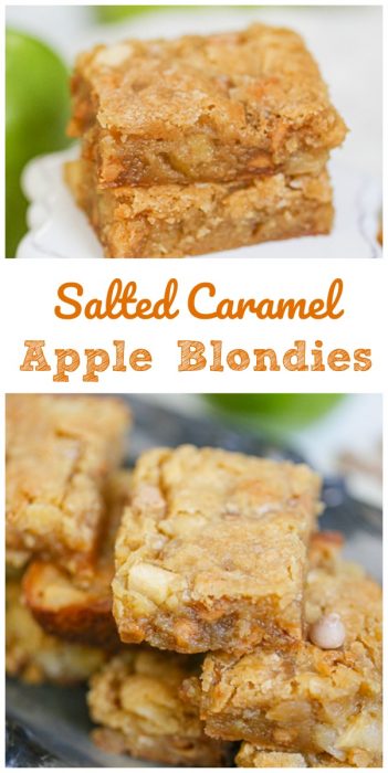 Salted Caramel Chip Apple Blondies - The Baking ChocolaTess