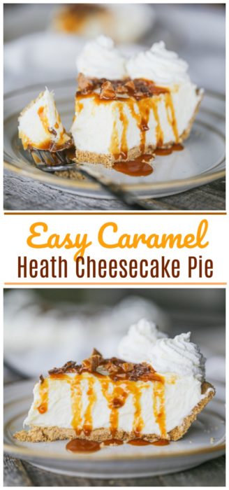 Heath Caramel Cheesecake Pie - The Baking Chocolatess