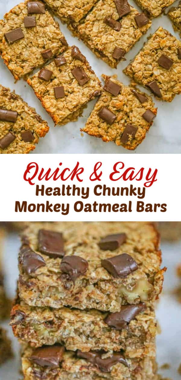 Healthy Chunky Monkey Oatmeal Bars