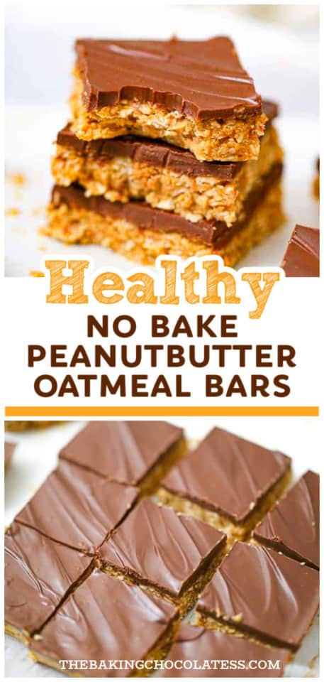 Healthy Chocolate Peanut Butter Oatmeal Bars - The Baking ChocolaTess