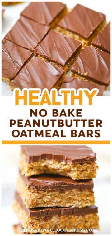 Healthy Chocolate Peanut Butter Oatmeal Bars - The Baking ChocolaTess