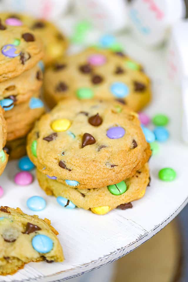 Spring M&M Chocolate Chip Cookies (Easter) - The Baking ChocolaTess