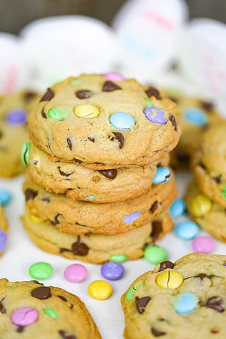 Spring M&M Chocolate Chip Cookies (Easter) - The Baking ChocolaTess