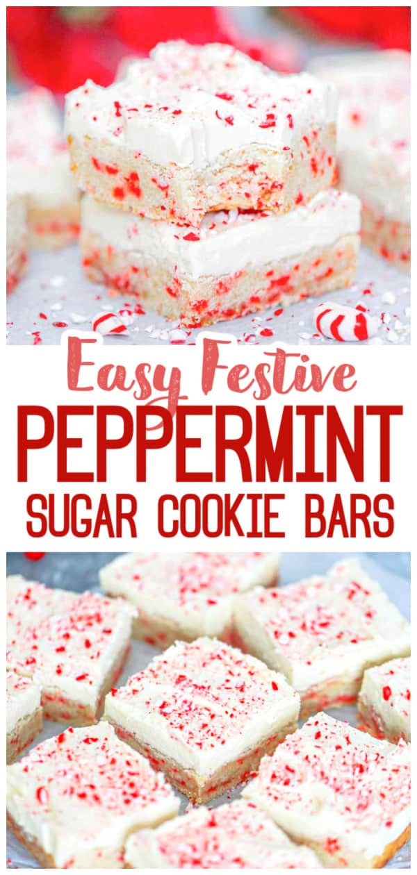 Peppermint Sugar Cookie Bars - The Baking ChocolaTess