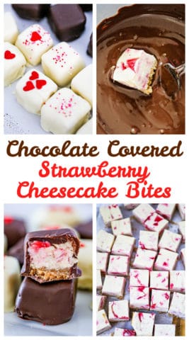 Chocolate Covered Strawberry Cheesecake Bites