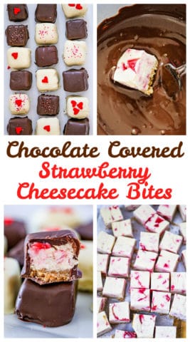 Chocolate Covered Strawberry Cheesecake Bites