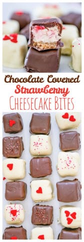 Chocolate Covered Strawberry Cheesecake Bites