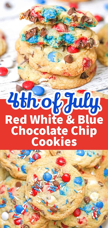 Red White & Blue M&m Chocolate Chip Cookies - The Baking Chocolatess