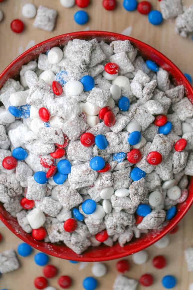 Red White & Blue Puppy Chow - The Baking ChocolaTess