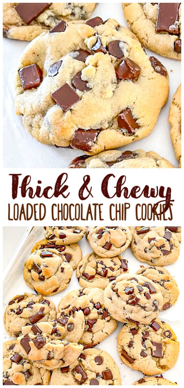 Thick & Chewy Loaded Chocolate Chip Cookies - The Baking ChocolaTess