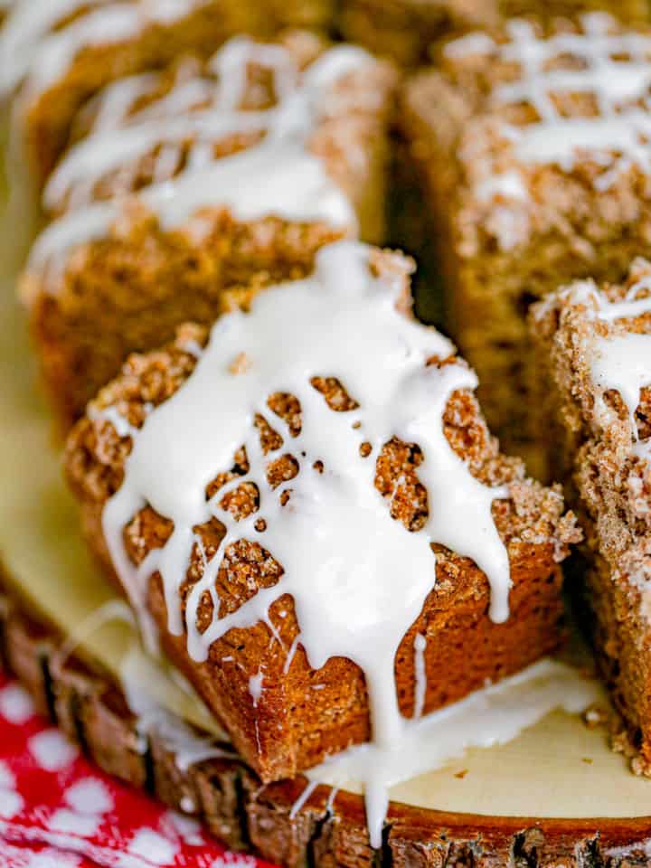 Caramel Glazed Apple Crumble Coffee Cake - The Baking ChocolaTess