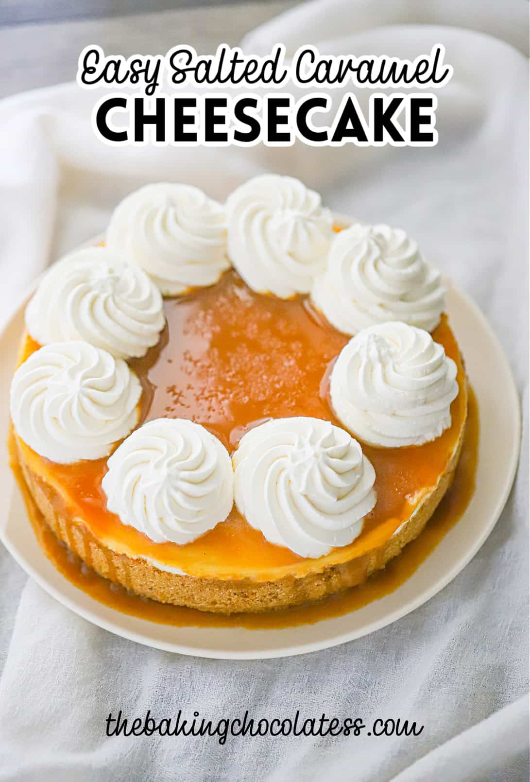 Easiest No Bake Salted Caramel Cheesecake - The Baking ChocolaTess