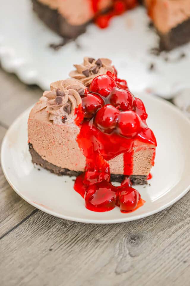 Chocolate Cherry Cheesecake - No Bake - The Baking ChocolaTess