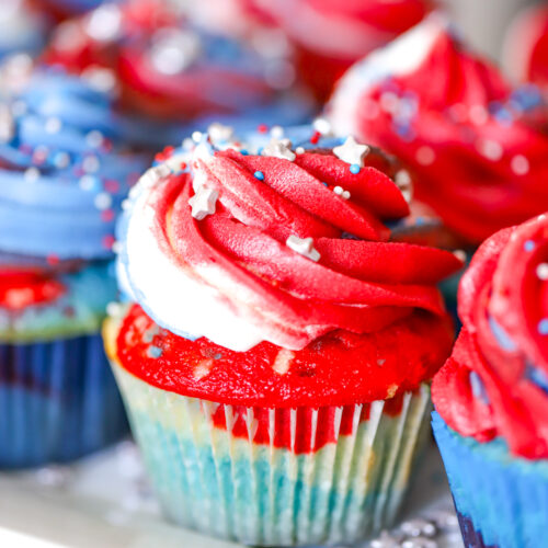 Patriotic Red White & Blue Cupcakes