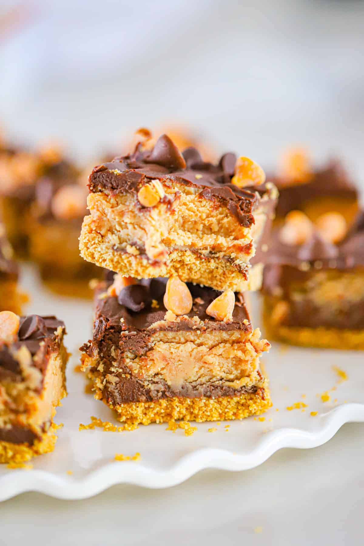 how to make no bake chocolate peanut butter cheesecake bars recipe