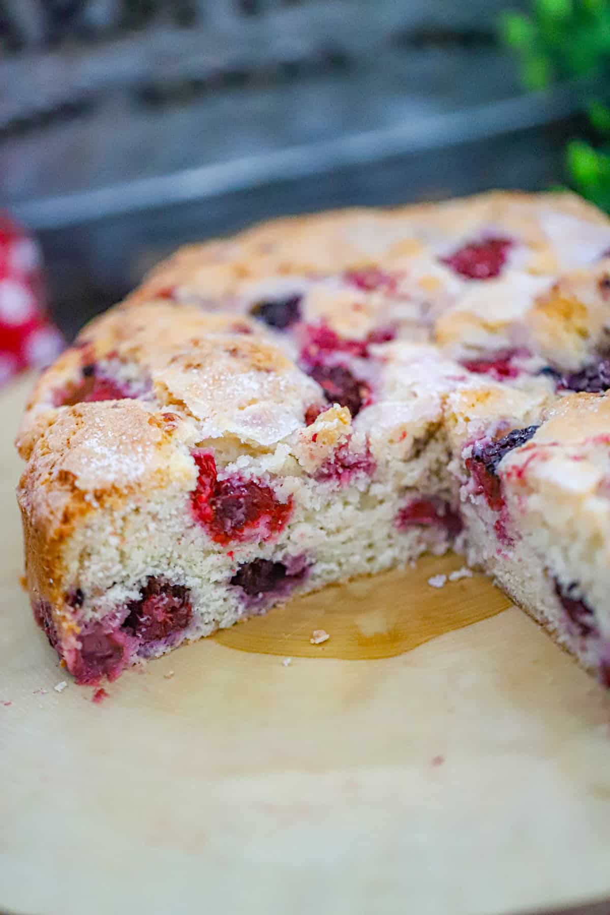 Easy Berry Coffee Cake recipe with blackberries and raspberries