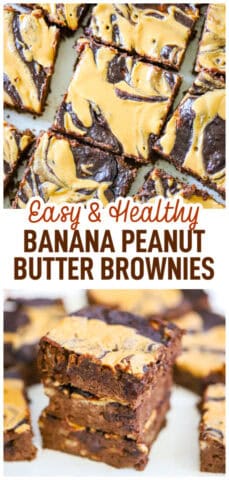 Healthy Banana Peanut Butter Brownies