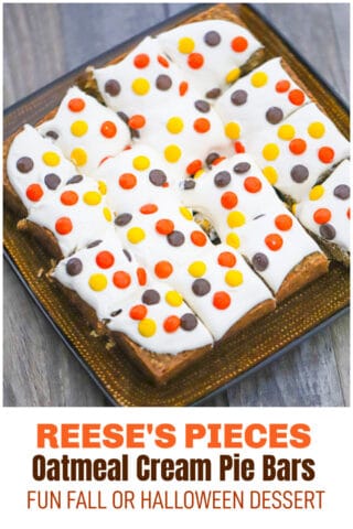 Reese's Pieces Oatmeal Cream Pie Bars