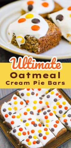 Reese's Pieces Oatmeal Cream Pie Bars