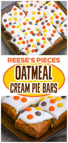 Reese's Pieces Oatmeal Cream Pie Bars