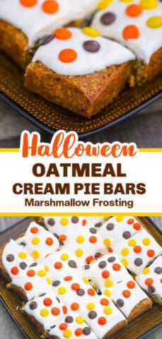 Reese's Pieces Oatmeal Cream Pie Bars