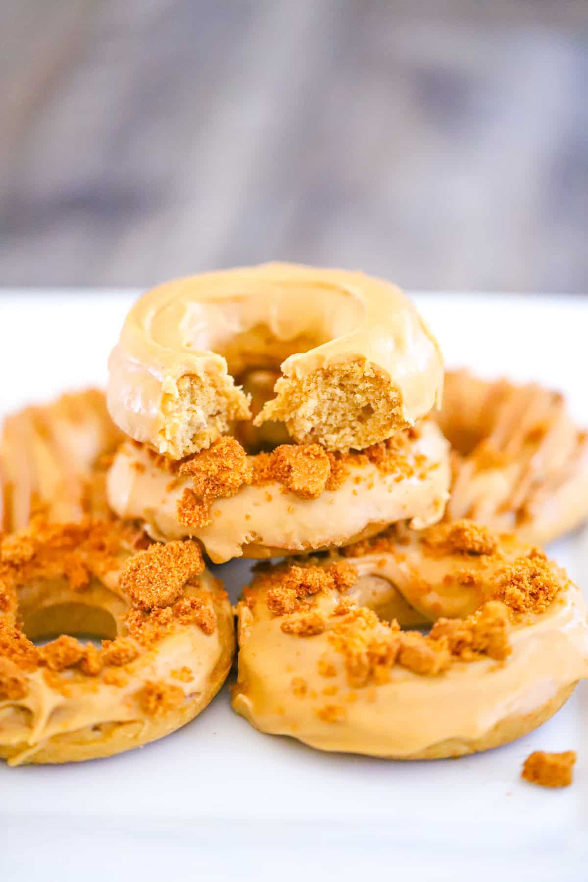 Delicious Easy Baked Biscoff Donuts with cookie butter glaze recipe