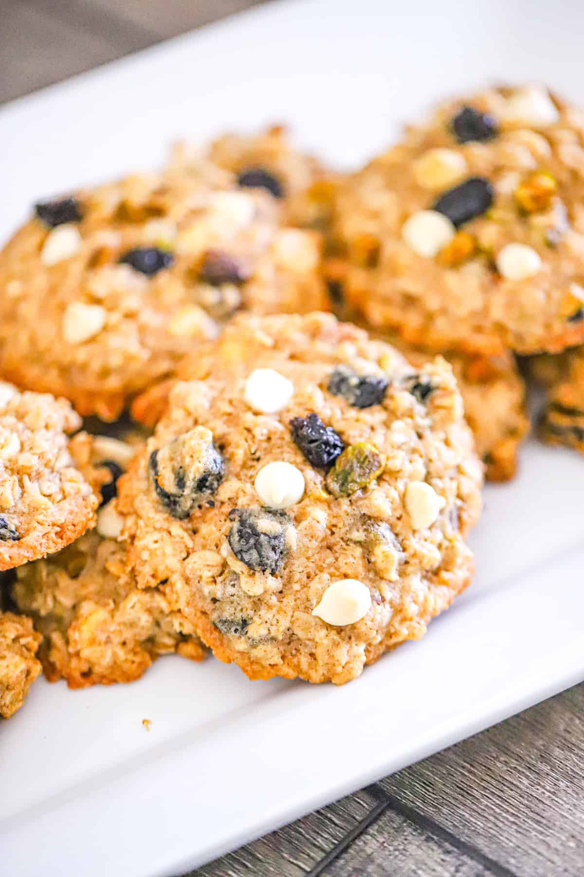 Hearty Oatmeal Pistachio Cookies with Cherries & White Chocolate