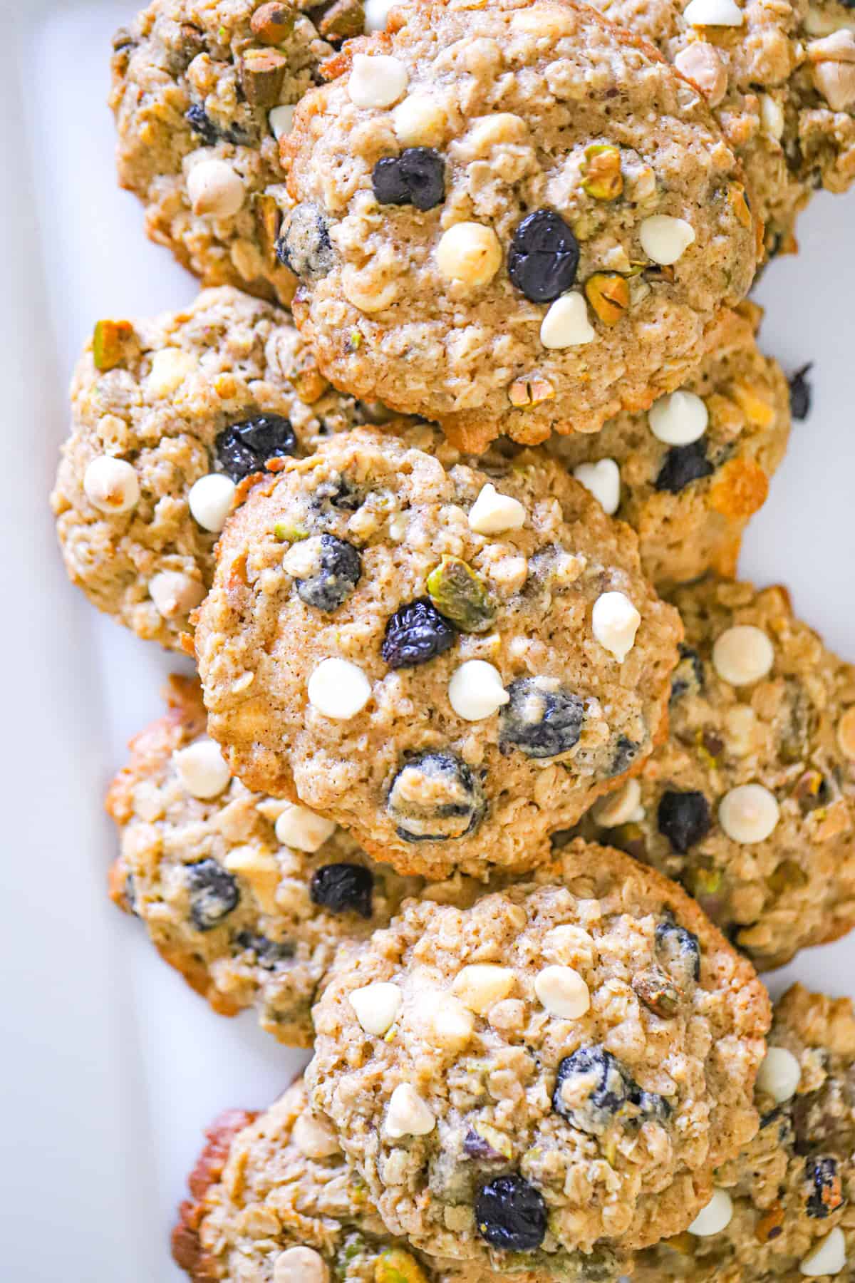 Hearty and healthy Oatmeal Pistachio Cookies with Cherries & White Chocolate recipe