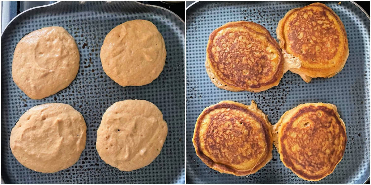 cooking breakfast on the griddle