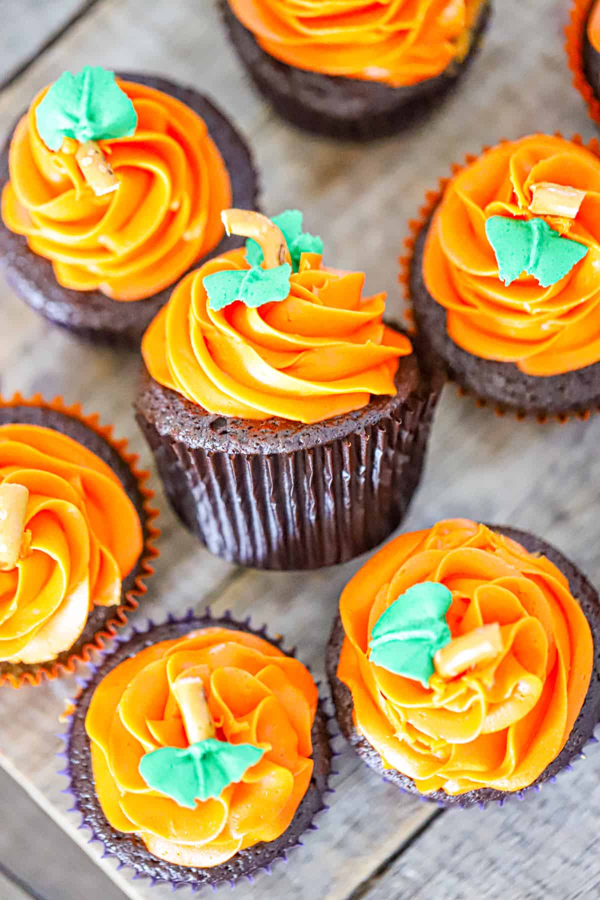 Cutest Decorated Pumpkin Patch Chocolate Cupcakes